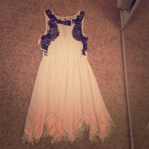 Free People White/Black Lace Dress XS